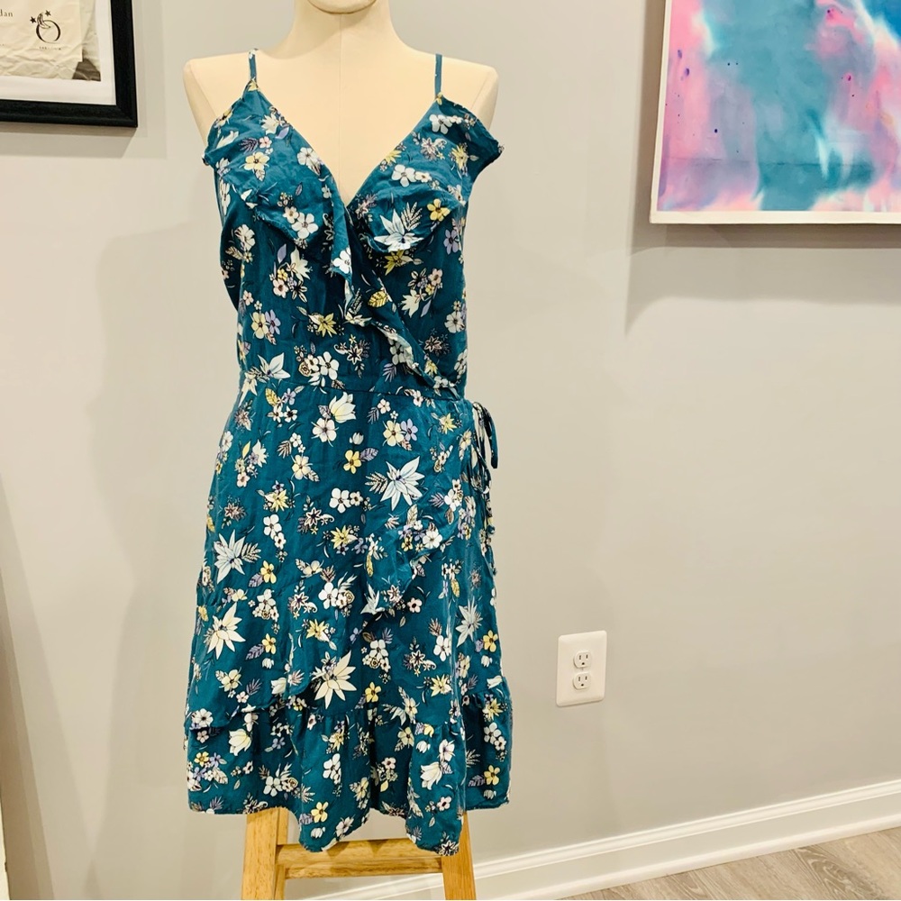 Green floral summer dress